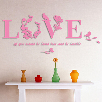 

DIY 3D Self adhesive Acrylic Wall stickers Creative Kids Favor Love Wall stickers Wallpapers Home decoration
