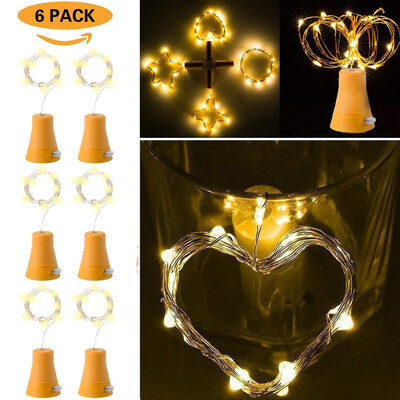 

Siaonvr 6pcs Solar Powered10 LED Night Fairy Waterproof Warm White Wine Bottle Lights