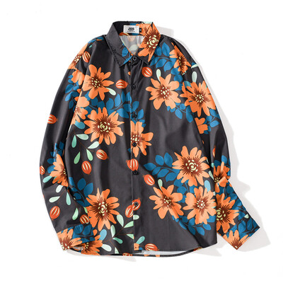

Tailored Men Autumn Fashion Shirts Casual Printing Beach Shirts Long-Sleeve Top Blouse