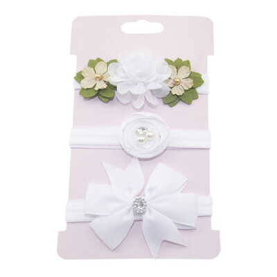 

Children Bow Plus Drill with Small Flower Headband Set Baby Tiara Hair Accessories 3Pcs