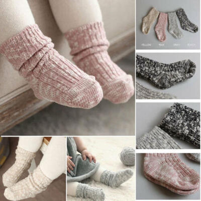 

Kids Socks Solid Color Cotton Baby Anti Slip Socks For Boy Girl Toddler BA