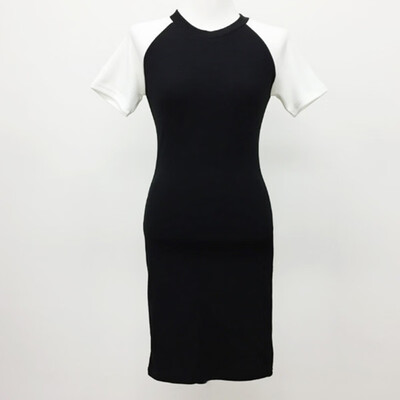 

spring new Korean fashion Slim Round collar hit nightclub tight hip bag pencil sexy Raglan sleeve dress