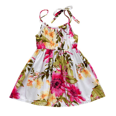 

Girls Kids Children Cotton Polyester Casual Cute Print Flowers Pattern Draped Summer New Sleeveless Dress