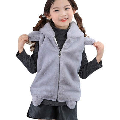 

Winter Baby Girl Waistcoat Cute Thick Bear Ears Hoodies Vest Waistcoats Outwears