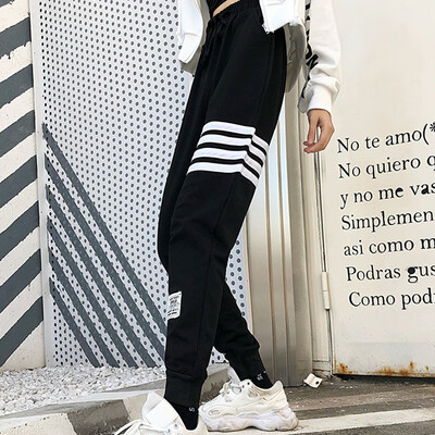 

Women Jogging Pants Hip Hop Streetwear Casual Female Autumn Plus Size High Waist Elastic Korean Style Trousers