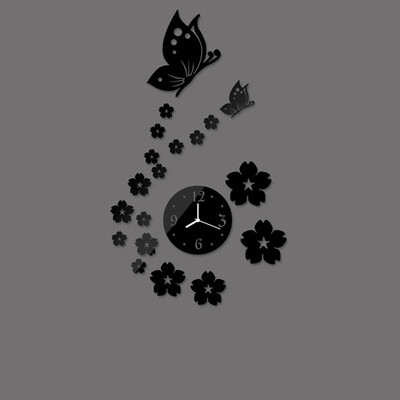 

The Best Price For Modern 3D DIY Butterfly Flower Sticker Home Living Room Decor Mirror Wall Clock