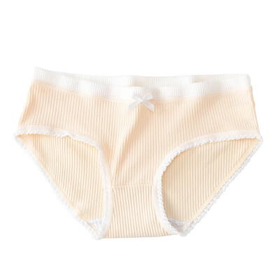 

2019 Fashion New Seamless Cotton Antibacterial Thread Bow Lace Side Mid-waist Female Briefs