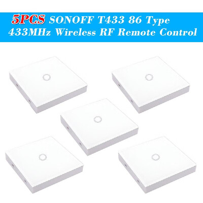 

5PCS SONOFF T433 86 Type Luxury Wall Touch Panel Sticky 433MHz Wireless RF Remote Control Transmitter Automation Modules 1 Gang Su