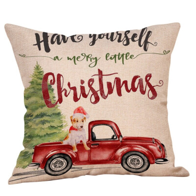 

Siaonvr Merry Christmas Pillow Cases Cotton Linen Sofa Cushion Cover Home Decor