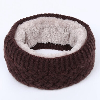 

New Fashion 6 Colors Autumn Winter Warm Unisex Scarves Ring Solid Color Wool Knit Plus Velvet Thick Collar Scarf