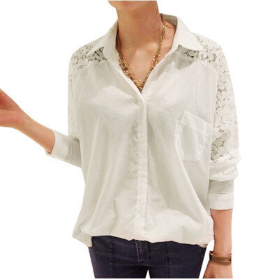 

Spring Summer Women Hollow Out Sleeve Blouse Shirts Office Lady OL Elegant Loose Tops Elegant Blouse