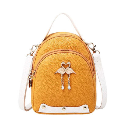 

Fashion Women Color Block Litchi Grain Swan Backpack Shoulder Bag Handbag Pouch