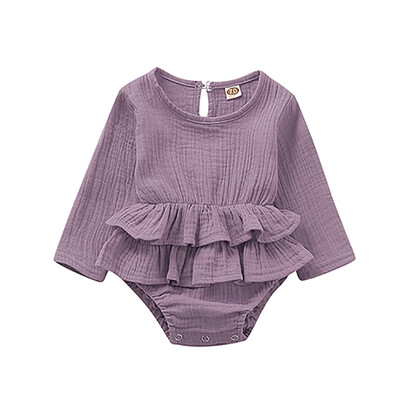 

Baby Girls Summer Long Sleeve Cotton Stripes Print Cute One-Pieces Jumpsuit Romper