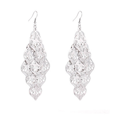 

Multi-Layer Metal Hollowed Out Leaves Earrings Exaggerated Leaves Ear Hooks