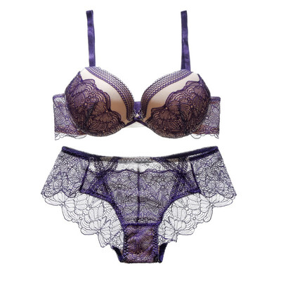 

Fashion Bra Set Padded Sexy Back Closure Lace Embroidery Bra Girls Push Up Underwear Women Small Chest Underwire Bra
