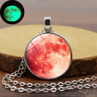 

Full Moon Glow In The Dark Pendant Necklace Luminous Moon Silver Chain Jewelry