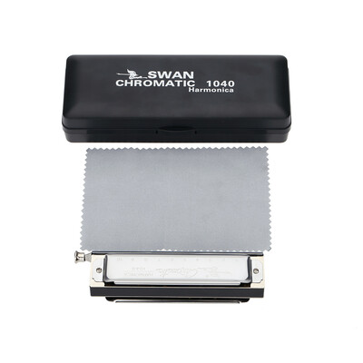 

Swan Chromatic Harmonica 10 Holes 40 Tones Key of C Silver with Exquisite Box