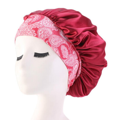 

Ethnic Style Women Terylene Night Sleep Cap Hair Bonnet Hat Head Cover Adjust Elastic Chemo Cap