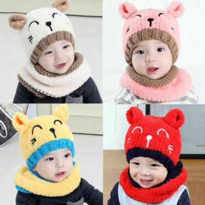 

Toddler Baby Kids Girl&Boy Winter Crochet Knit Hat Beanie Warm Cap Scarf Set USA