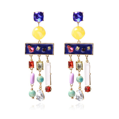 

Hot Fashion Jewelry Candy Color Geometric Long Earrings for Women Fashion Bohemian Statement Big water drop Earrings