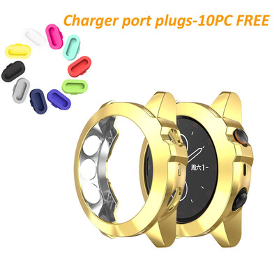 

ECSEM TPU Covers Compatible with Garmin Fenix 5X Plus Watch Case Charger Port Protector Cover for Fenix 5X Plus Accessories