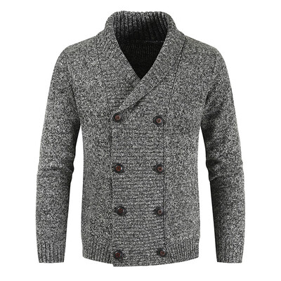 

Toponeto Mens Casual Knit Double-Breasted Jacket Cardigan Long Sleeve Jacket Shirt