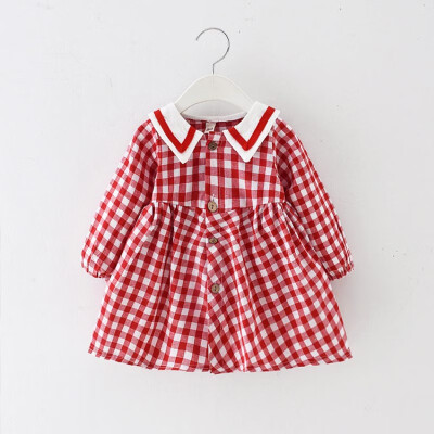 

Autumn Girl Dresses 18M-4Y Casual Plaid Print Long Sleeve Kids Toddler Baby Girls Pageant Dress Kids Princess Dresses 2Colors