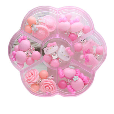 

8 Pairs Clip-on Earrings Heart-Shaped Girls Play Earrings&8 Pairs Earring Pad for Play Princess