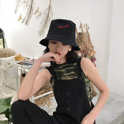 

Hat lady Korean version simple letter embroidered fisherman hat mens tide outdoor sunshade cap street fashion sunscreen hat