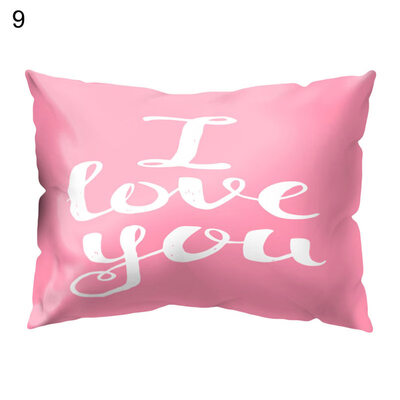 

Lovely Pink Letters Rectangle Throw Pillow Case Cushion Cover Home Car Decor