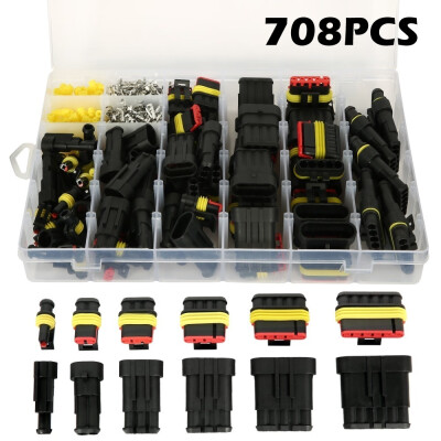 

708352Pcs Car Connector Plug Terminal Auto Sealed Waterproof Electrical Wire Connector Plug Kit Car Accessories