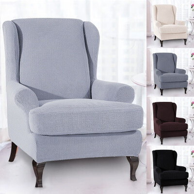 

2-Piece Stretch Jacquard Spandex Fabric Wing Back Wingback Armchair Chair Slipcovers Wing Chair