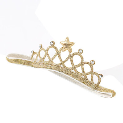 

Infant Baby Girls Cute Cotton Cloth Crown Hair Band Newly Fashion Golden White High Quality Princess Hair Accessories Headband