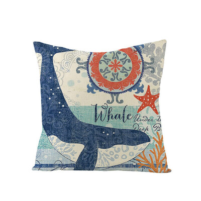 

Ocean Creature Octopus Sea Horse Sea Turtle Home Decor Vintage Pillow Case Square Marine Life Print Pillow Case
