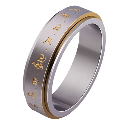 

Ring Brushed Design With Gold Color Letter Punk Style Titanium Steel