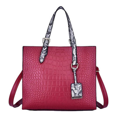 

Solid Color Women Crocodiles Pattern Large Capacity Tote Crossbody Shoulder Bag