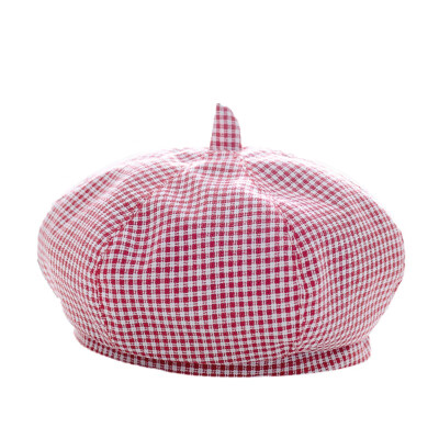 

Kids Girls Beanie Hat Spring Autumn Baby Hat Retro Plaid Beret Fashion Painter 3-8T