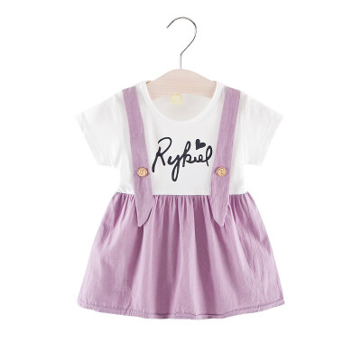 

Summer Dress Girl Clothes Letter Strap Fashion Kids Dresses For Girls Newborn Baby Clothing Causal Princess Dress