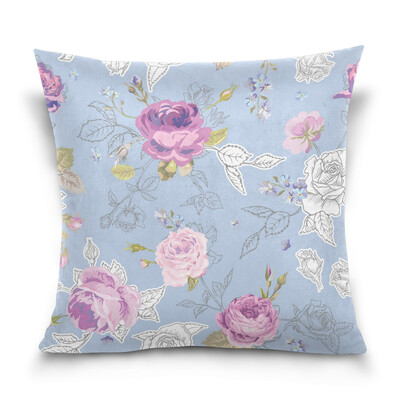 

ALAZA Throw Pillow Cover 16 X 16 inch Christmas Gift Cushion Cover with Pattern With Roses Printed Pillowcase
