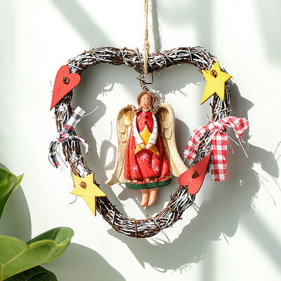 

Gobestart Christmas Wreath Decoration Pendant Wooden Angel Old Snowman Ornament