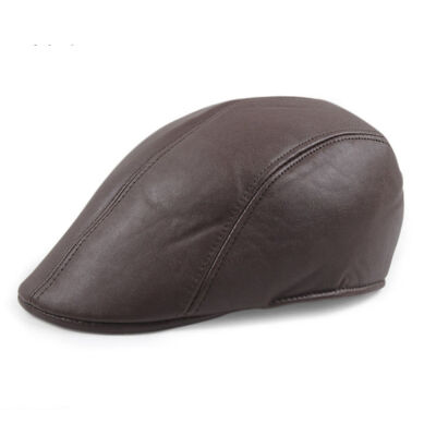 

Vintage Mens Leather Flat Ivy Caps Newsboy gatsby Bonnet Cabbie Biker Beret Hat
