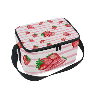 

ALAZA Lunch Box Insulated Pink Strawberry Lunch Bag Large Cooler Tote Bagfor Men Women