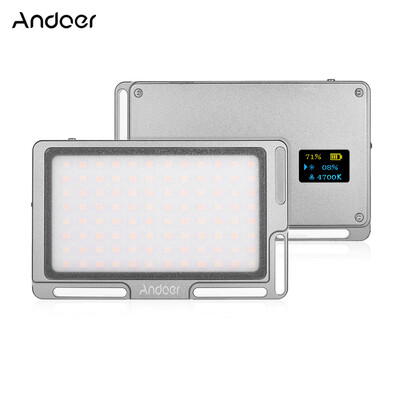 

Andoer Portable LED Video Light Panel Camera Fill Light Built-in 2800mAh Battery with OLED Screen 14 Inch Screw Hole 3500K-5700K