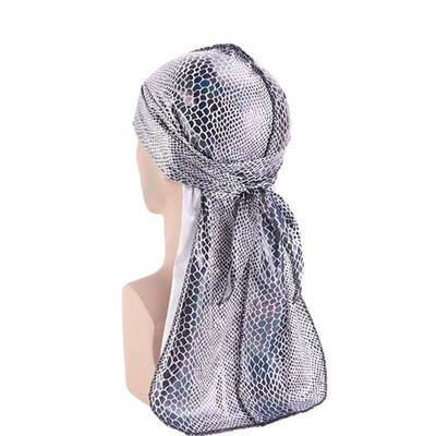 

6 Colors Men Women Silky Durag Turban Hijab Cap Long Tail Bandanas Chemo Caps Head Scarf