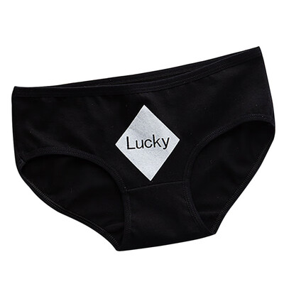 

Fashion Women Briefs Women Cotton Underwear Poker Print Ladies Mid-Rise Panties Breathable Briefs