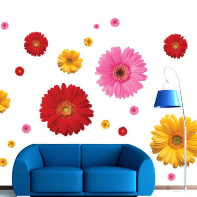 

3D Flower Wall Sticker Chrysanthemum Daisy Home Bedroom Yellow Flowers Decorative Wall Stickers