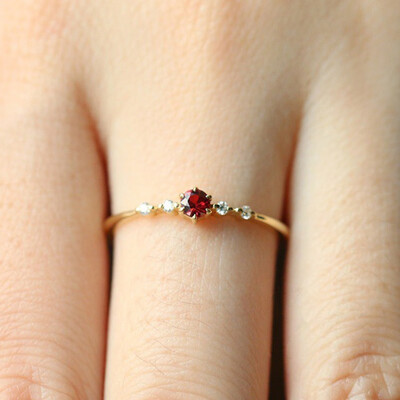 

Perfect Women 18K Gold Rubine Diamond Ring Wedding Engagement Party Thin Rings