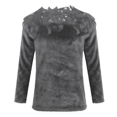 

2019 Sweater Women Autumn Winter Solid Color Lace Sweater Long Sleeve Casual Warm Sweater Pullovers
