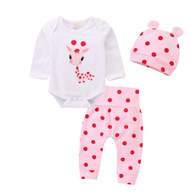 

Baby Girls Romper Set New Infant Toddler Newborn Cotton Autumn Clothes Tracksuit HatTopsLeggings Pants 3Pcs Set