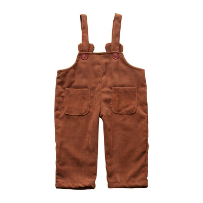 

Autumn Baby Girls Suspender Pants Children Cotton Solid Pattern Pants Overalls Trousers